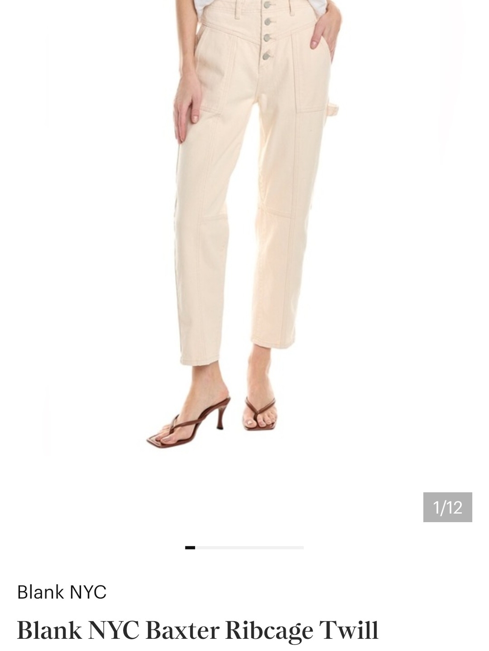 Blank NYC High-Rise Button-Front Cropped Pants in Cream